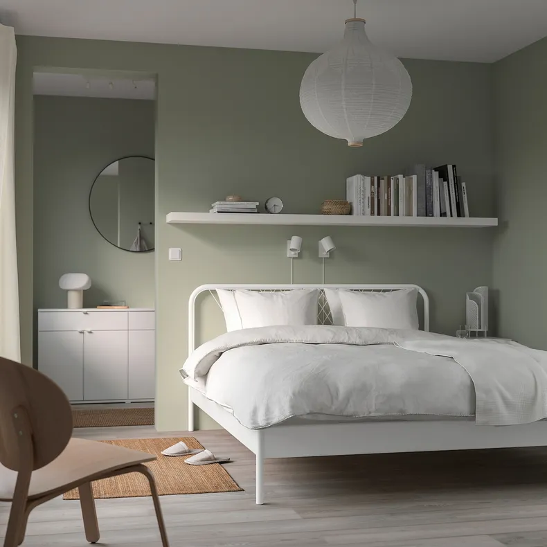 IKEA NESTTUN НЕСТТУН, каркас ліжка, білий / Ліндборн, 140x200 см 794.950.22 фото №2