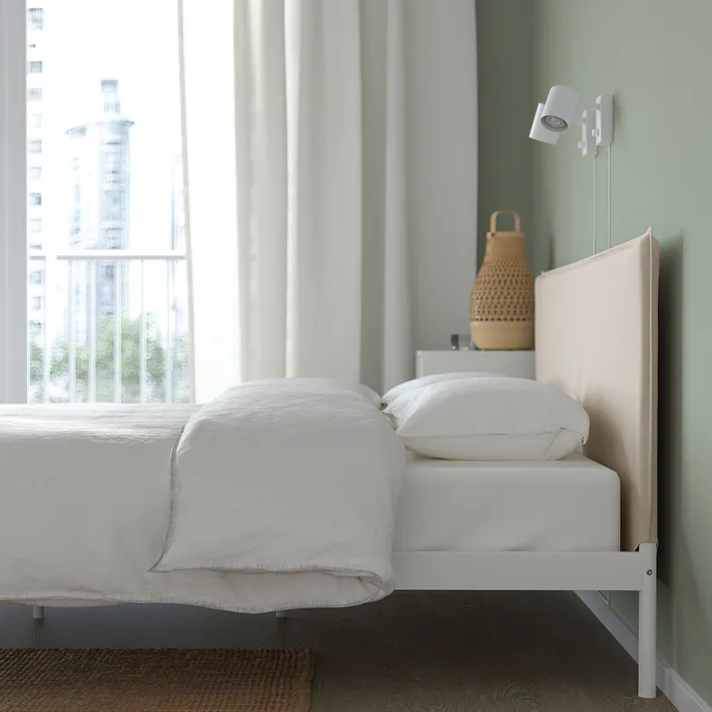 IKEA KLEPPSTAD КЛЕППСТАД, каркас ліжка, білий / ВІССЛЕ бежевий, 160x200 см 104.926.72 фото №4