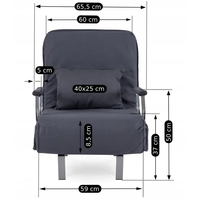 Кресло раскладное MEBEL ELITE DARK, ткань: серый фото №6