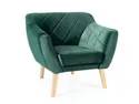 Кресло мягкое бархатное SIGNAL KARO 1 Velvet, Bluvel 78 - зеленый / бук фото thumb №1