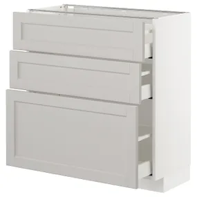 IKEA METOD МЕТОД / MAXIMERA МАКСІМЕРА, підлогова шафа з 3 шухлядами, білий / світло-сірий Lerhyttan, 80x37 см 292.742.64 фото