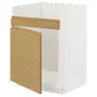 IKEA METOD МЕТОД, напольный шкаф для мойки ХАВСЕН, белый / Воксторп имит. дуб, 60x60 см 495.386.93 фото