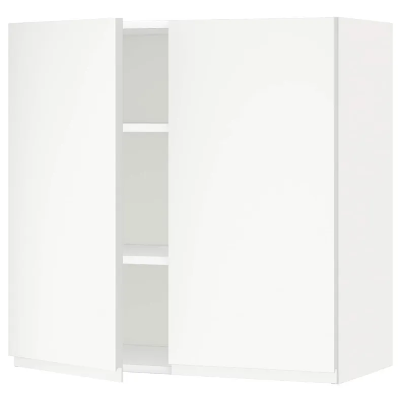 IKEA METOD МЕТОД, навісна шафа з полицями / 2 дверцят, білий / Voxtorp матовий білий, 80x80 см 894.666.13 фото №1