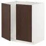 IKEA METOD МЕТОД, підлогова шафа для мийки+2 дверцят, білий / СІНАРП коричневий, 80x60 см 494.563.00 фото