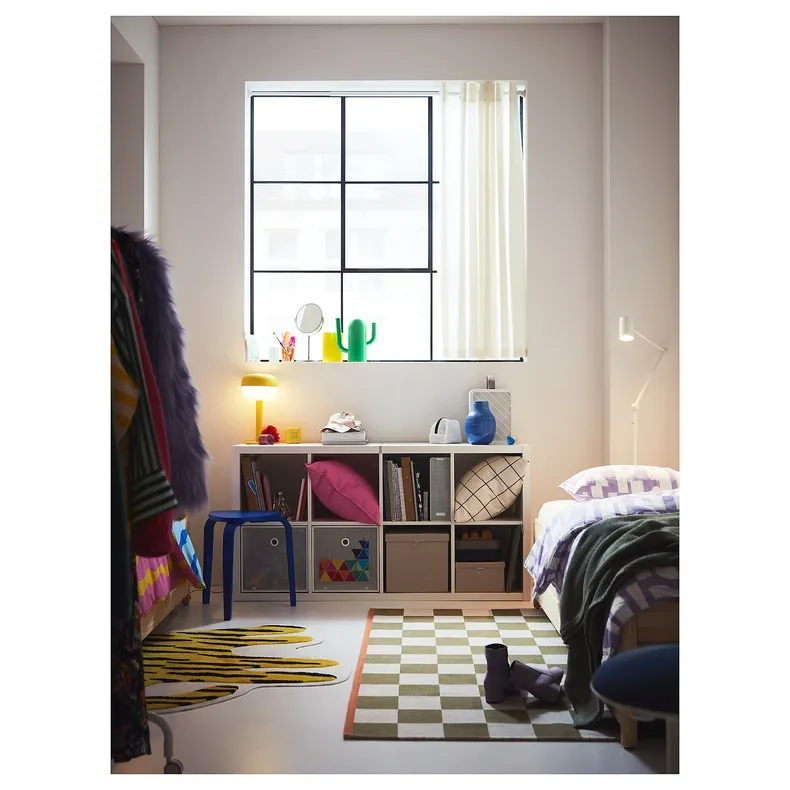 IKEA KLASSRUM КЛАССРУМ, килим, пласке плетіння, білий / зелений, 133x195 см 005.558.63 фото №4