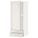 IKEA METOD МЕТОД / MAXIMERA МАКСІМЕРА, навісна шафа, дверцята / 2 шухляди, білий / Ringhult світло-сірий, 40x100 см 894.569.92 фото thumb №1