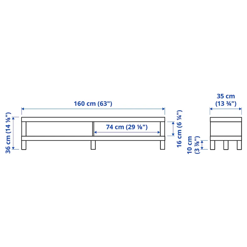 IKEA LACK ЛАКК, тумба під телевізор, білий, 160x35x36 см 304.989.27 фото №6