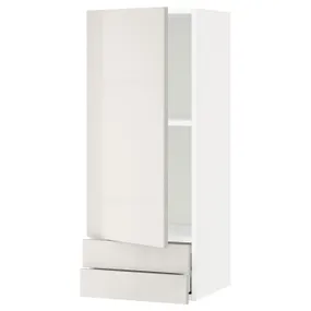 IKEA METOD МЕТОД / MAXIMERA МАКСИМЕРА, навесной шкаф с дверцей / 2 ящика, белый / светло-серый, 40x100 см 894.569.92 фото