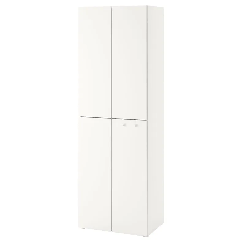 IKEA SMÅSTAD СМОСТАД / PLATSA ПЛАТСА, гардероб, белый с 2 вешалками для одежды, 60x42x181 см 094.263.05 фото №1