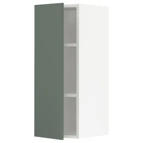 IKEA METOD МЕТОД, шафа навісна із полицями, білий / БОДАРП сіро-зелений, 30x80 см 094.622.99 фото
