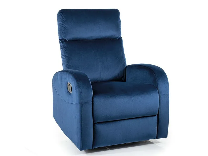 Кресло-реклайнер с функцией качания бархатное SIGNAL OLYMPUS Velvet, Bluvel 86 - темно-синий фото №1