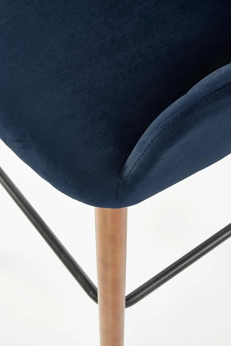 Барный стул HALMAR H93 ножки хокера - орех, обивка - темно-синий фото №4