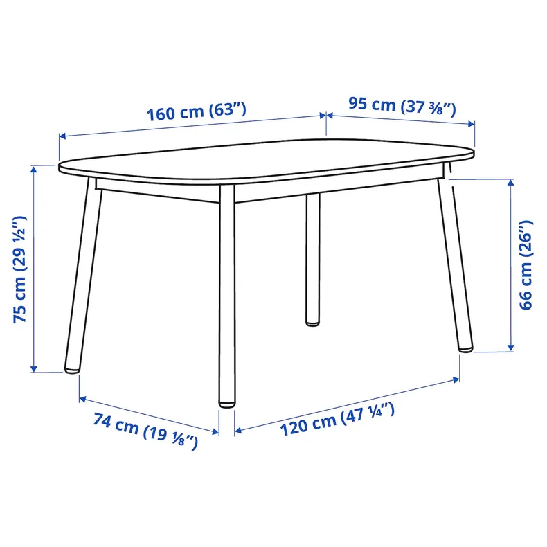 IKEA VEDBO ВЕДБУ / RÖNNINGE РЁННИНГЕ, стол и 4 стула, белый / берёзовый, 160x95 см 193.068.78 фото №6