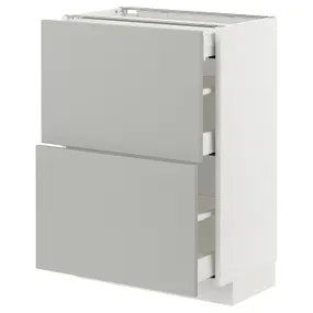 IKEA METOD МЕТОД / MAXIMERA МАКСІМЕРА, підлогова шафа / 2 фронт пан / 3 шухл, білий / Хавсторп світло-сірий, 60x37 см 295.390.09 фото