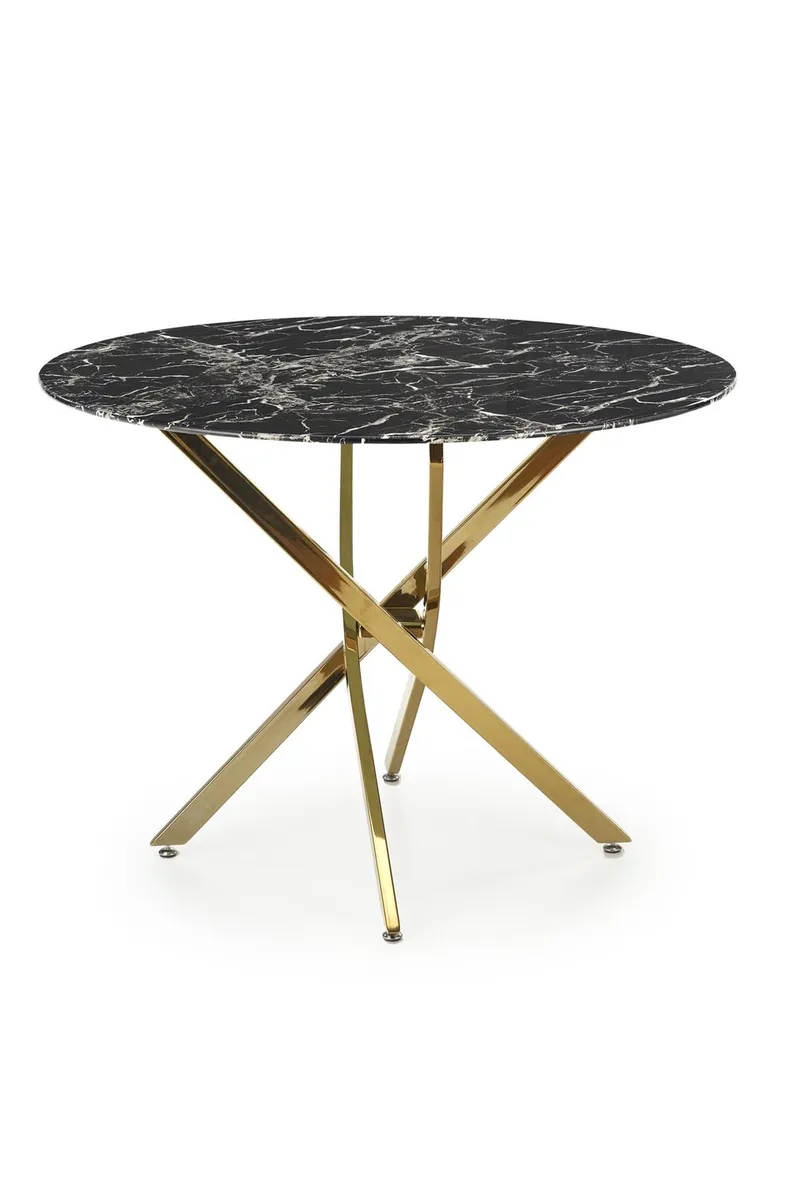 Кухонний стіл HALMAR RAYMOND 2, 100x100 см стільниця - чорний мармур, ніжки - золото фото №1