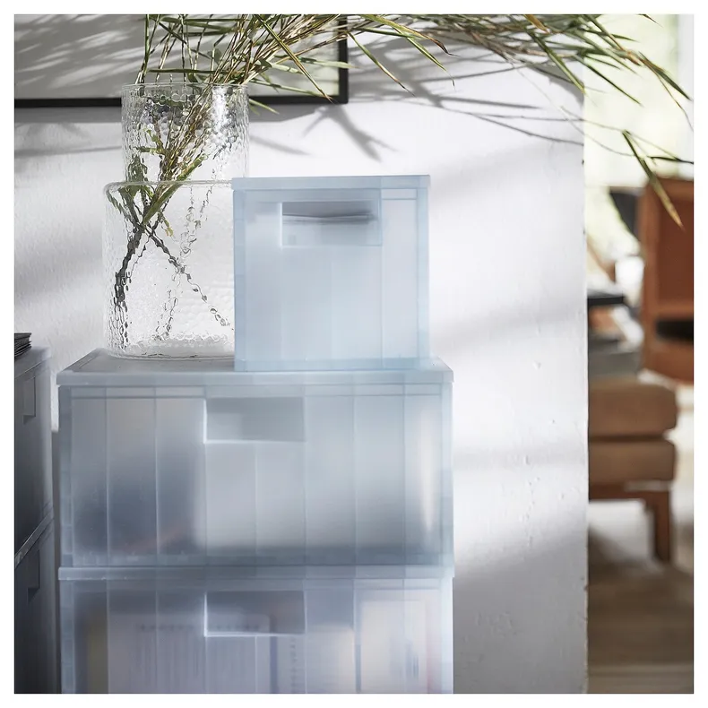 IKEA PANSARTAX ПАНСАРТАКС, коробка для зберігання з кришкою, прозорий сіро-блакитний, 16,5x16,5x16,5 см 605.150.20 фото №6