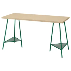 IKEA MÅLSKYTT МОЛСКЮТТ / TILLSLAG ТИЛЛЬСЛАГ, письменный стол, берёза / зелёный, 140x60 см 894.783.24 фото