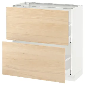 IKEA METOD МЕТОД / MAXIMERA МАКСИМЕРА, напольный шкаф с 2 ящиками, белый / аскерсундский узор светлый ясень, 80x37 см 392.159.57 фото