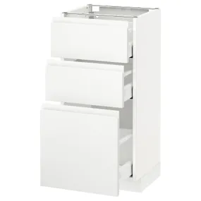 IKEA METOD МЕТОД / MAXIMERA МАКСИМЕРА, напольный шкаф с 3 ящиками, белый / Воксторп матовый белый, 40x37 см 591.128.35 фото