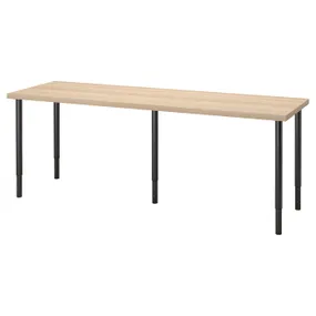 IKEA LAGKAPTEN ЛАГКАПТЕН / OLOV ОЛОВ, письменный стол, дуб, окрашенный в белый / черный цвет, 200x60 см 794.176.37 фото