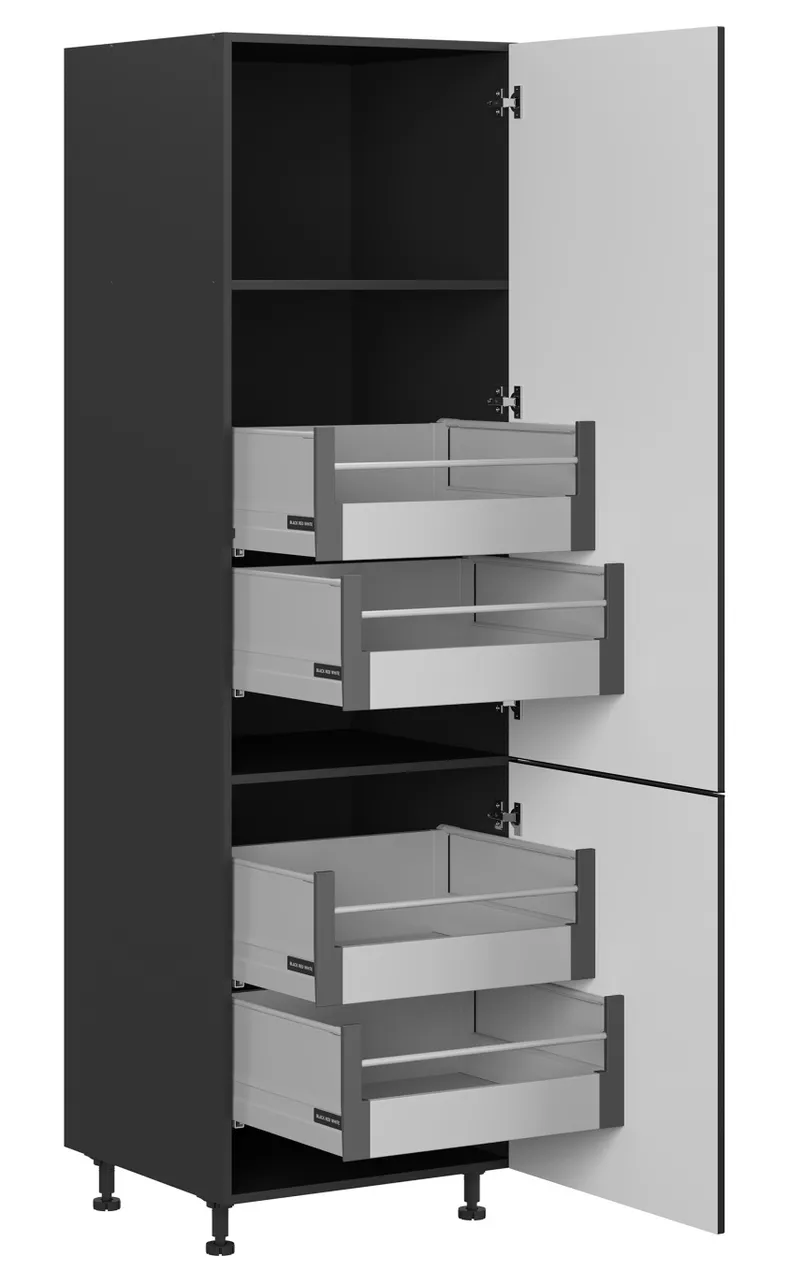 BRW Высокий кухонный шкаф Sole L6 60 см правосторонний с ящиками черный матовый, черный/черный матовый FM_D4STW_60/207_P/P-CA/CAM фото №3