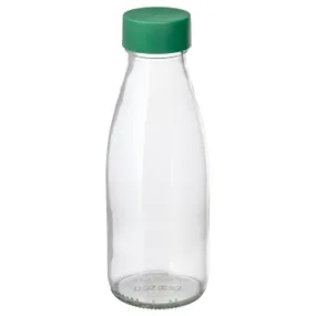 IKEA SPARTANSK СПАРТАНСК, бутылка для воды, прозрачное стекло/зеленый, 0.5 l 605.179.53 фото