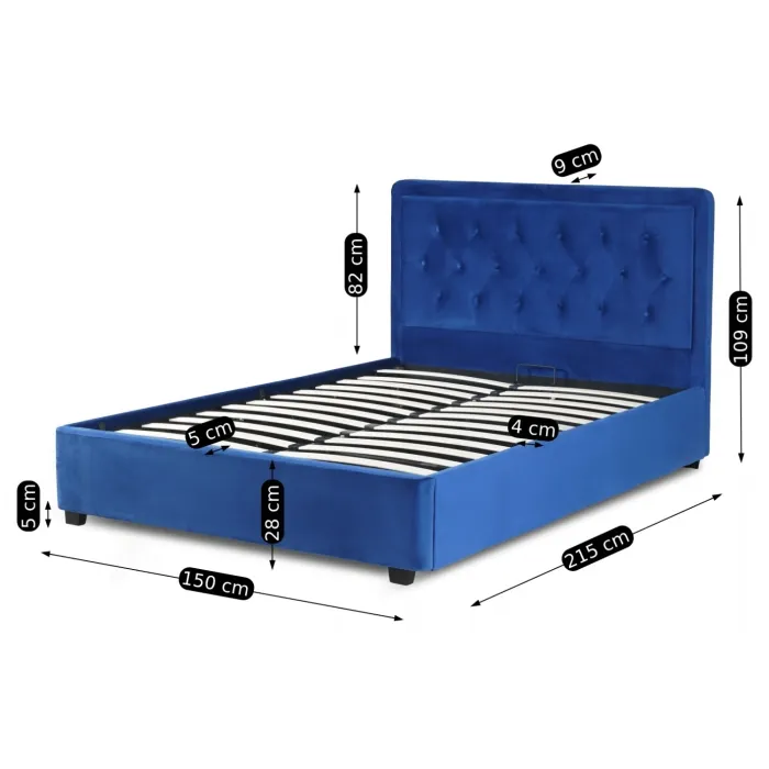 Ліжко MEBEL ELITE 140x200 CROS Velour Blue фото №14