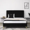 Кровать двуспальная бархатная MEBEL ELITE MARCELO Velvet, 160x200 см, черный фото thumb №3