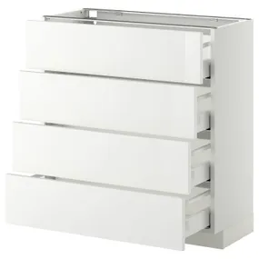 IKEA METOD МЕТОД / MAXIMERA МАКСИМЕРА, напольн шкаф 4 фронт панели / 4 ящика, белый / Рингхульт белый, 80x37 см 890.264.93 фото