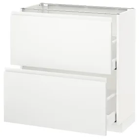 IKEA METOD МЕТОД / MAXIMERA МАКСІМЕРА, підлогова шафа з 2 шухлядами, білий / Voxtorp матовий білий, 80x37 см 491.128.31 фото