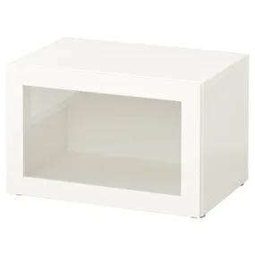 IKEA BESTÅ БЕСТО, секція полиць зі скляними дверцятам, білий / СІНДВІК білий прозоре скло, 60x42x38 см 990.476.35 фото