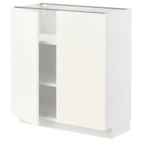 IKEA METOD МЕТОД, підлогова шафа з полицями / 2 дверцят, білий / ВАЛЛЬСТЕНА білий, 80x37 см 895.071.33 фото