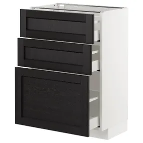 IKEA METOD МЕТОД / MAXIMERA МАКСИМЕРА, напольный шкаф с 3 ящиками, белый / Лерхиттан с черными пятнами, 60x37 см 892.568.51 фото