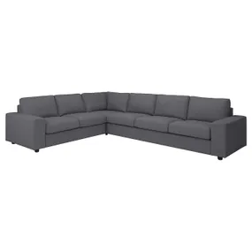 IKEA VIMLE ВИМЛЕ, 5-местный угловой диван, с широкими подлокотниками / средне-серый цвет 394.018.03 фото