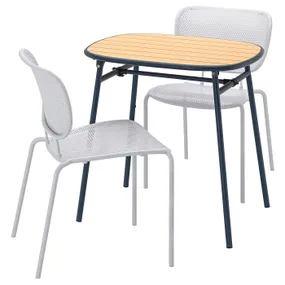IKEA DUVSKÄR ДУВШЕР / DUVSKÄR ДУВШЕР, стіл+2 стільці, зовнішній чорний / синій / сірий, 76 см 495.447.74 фото