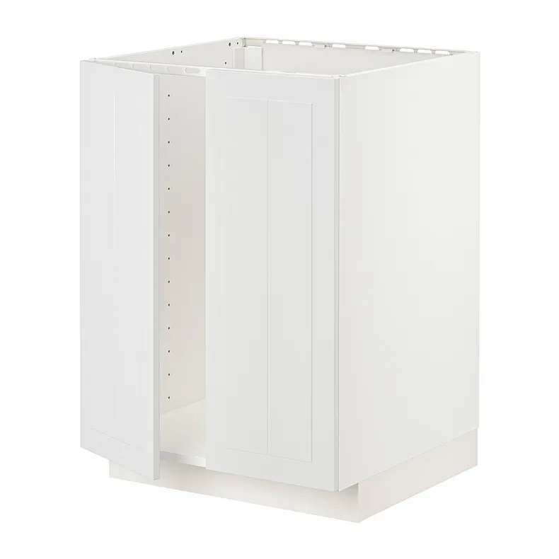 IKEA METOD МЕТОД, підлогова шафа для мийки+2 дверцят, білий / стенсундський білий, 60x60 см 394.563.10 фото №1