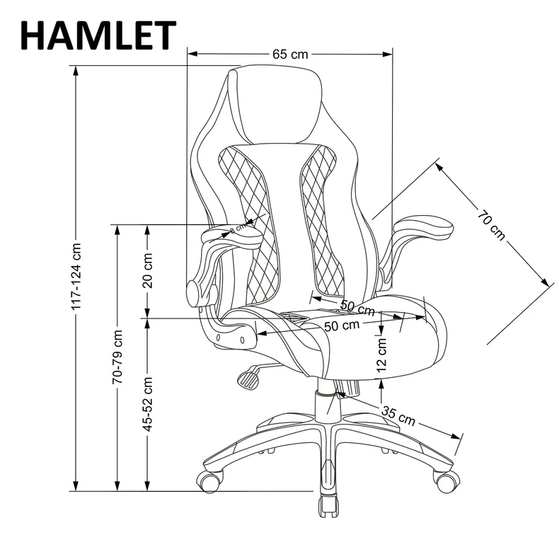 Крісло комп'ютерне офісне обертове HALMAR HAMLET чорний / сірий фото №12
