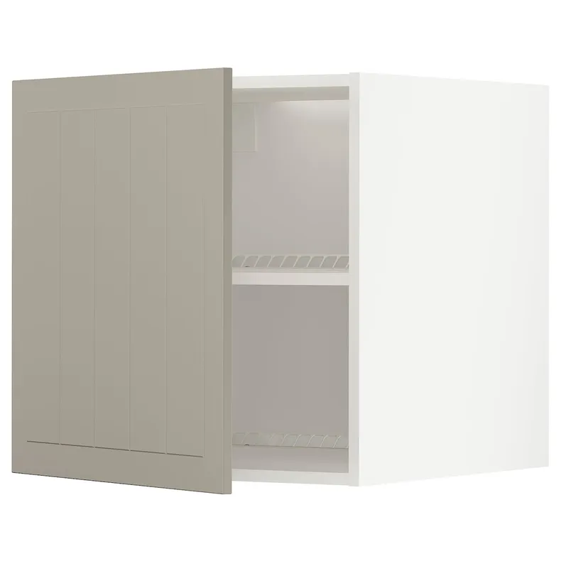 IKEA METOD МЕТОД, верхня шафа для холодильн / мороз кам, білий / стенсундський бежевий, 60x60 см 594.676.28 фото №1