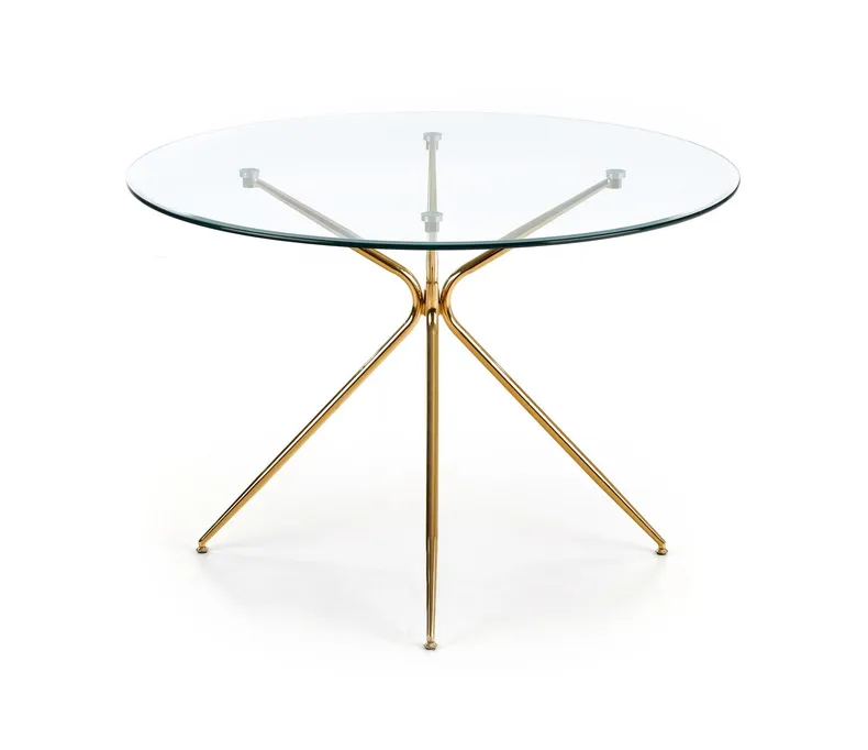 Кухонный стол HALMAR RONDO 110x110 см, столешница - прозрачная, ножки - золотые фото №12