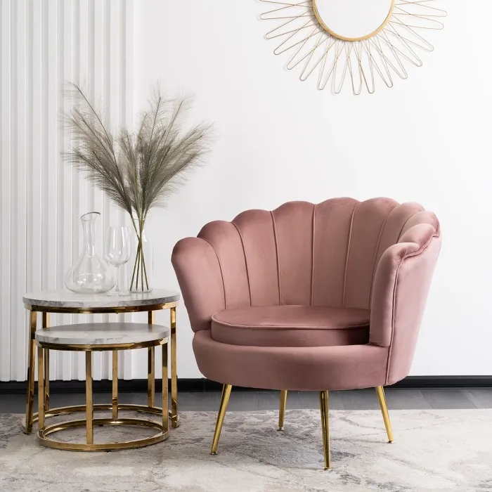 Кресло мягкое бархатное MEBEL ELITE ANGEL Velvet, розовый фото №2