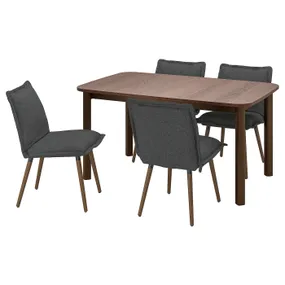 IKEA STRANDTORP СТРАНДТОРП / KLINTEN КЛІНТЕН, стіл+4 стільці, коричневий / Кіланда темно-сірий, 150/205/260x95 см 995.058.93 фото