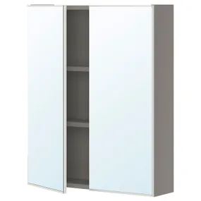 IKEA ENHET ЕНХЕТ, шафа дзеркальна із 2 дверцятами, сірий, 60x17x75 см 293.236.60 фото