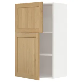 IKEA METOD МЕТОД, навісна шафа з полицями / 2 дверцят, білий / ФОРСБАККА дуб, 60x100 см 095.093.48 фото