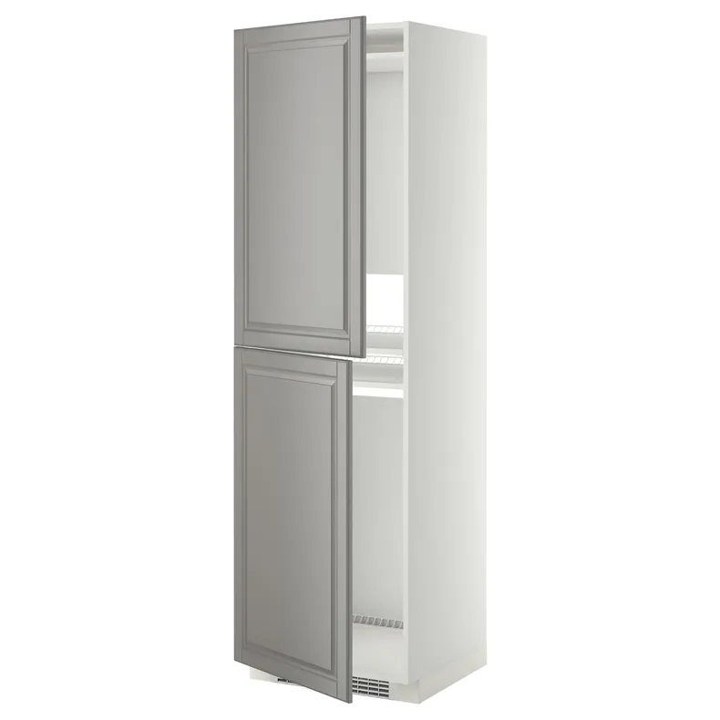 IKEA METOD МЕТОД, висока шафа для холодильнка / морозил, білий / сірий Бодбін, 60x60x200 см 999.256.53 фото №1