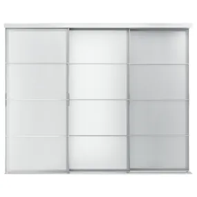 IKEA SKYTTA СКЮТТА / SVARTISDAL СВАРТІСДАЛЬ, комбінація розсувних дверцят, алюміній / білий папір, 301x240 см 494.240.50 фото