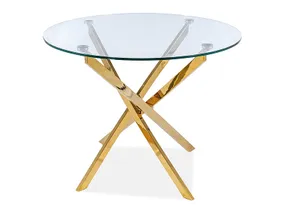 Круглый стеклянный Столик SIGNAL AGIS, прозрачный / золотой, 90x90 см фото