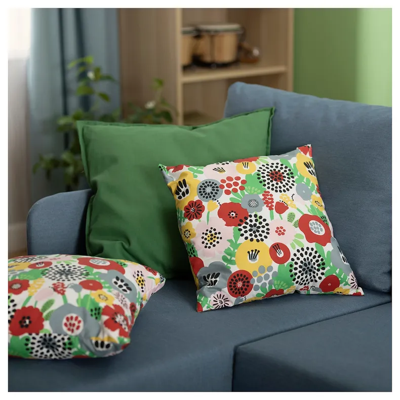 IKEA BRUKSVARA БРУКСВАРА, подушка, різнокольоровий/квітковий дизайн, 40x40 см 805.734.86 фото №3
