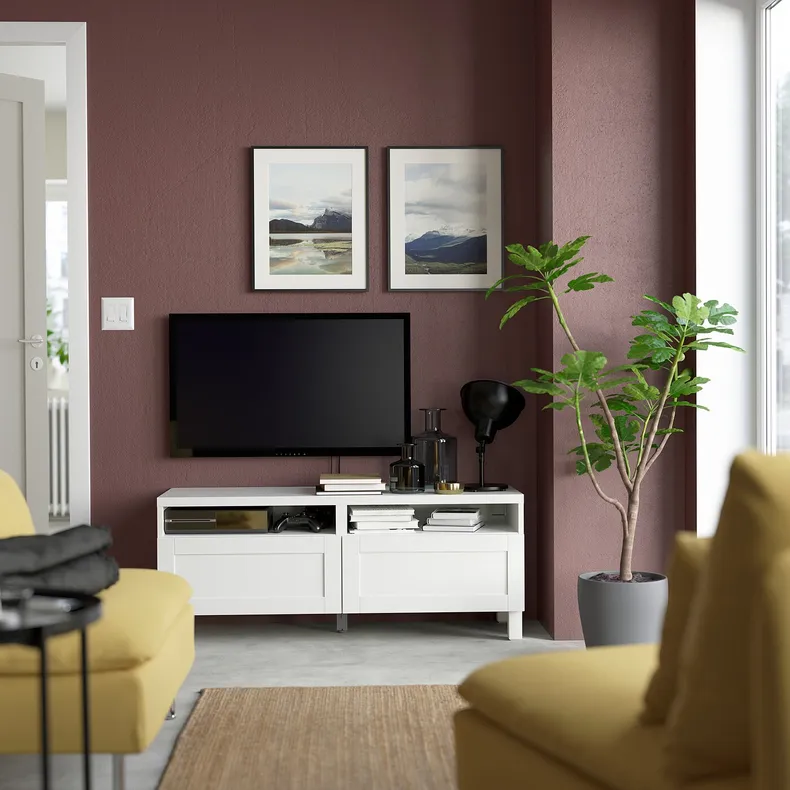 IKEA BESTÅ БЕСТО, тумба для телевізора з шухлядами, білий / ХАНВ / СТУББАРП білий, 120x42x48 см 091.882.86 фото №3