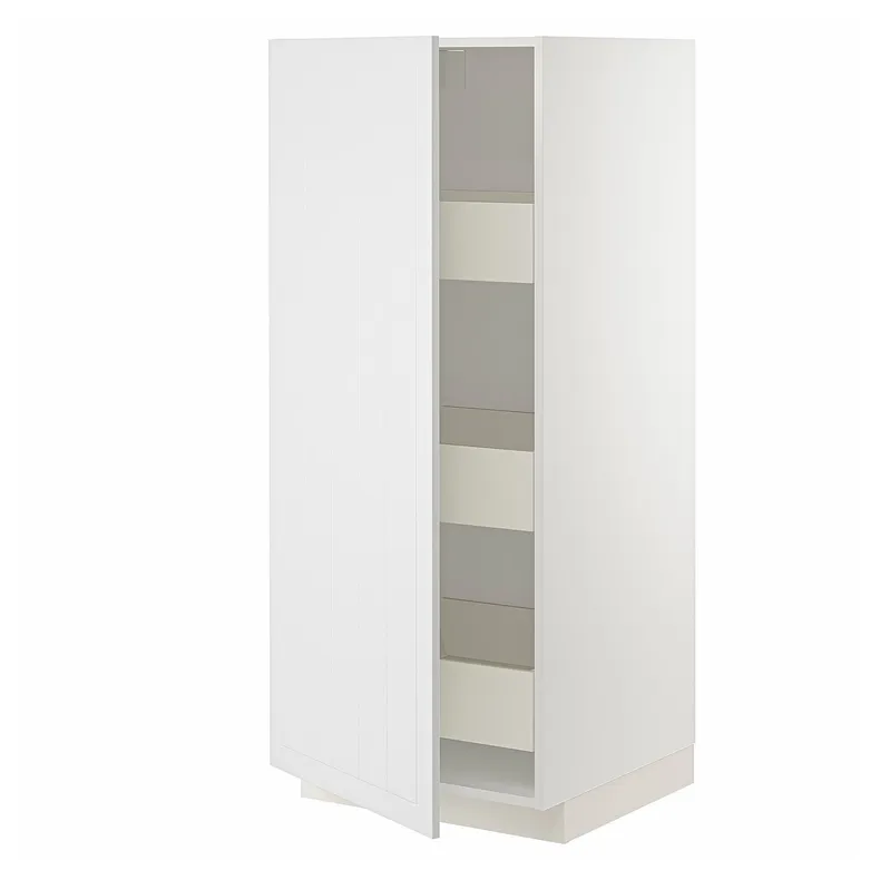 IKEA METOD МЕТОД / MAXIMERA МАКСИМЕРА, высокий шкаф с ящиками, белый / Стенсунд белый, 60x60x140 см 094.093.44 фото №1