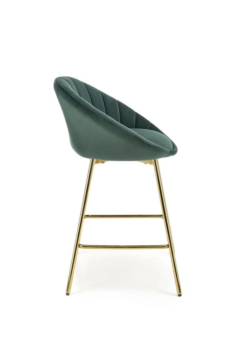 Барний стілець оксамитовий HALMAR H112 темно-зелений, золотий фото №3